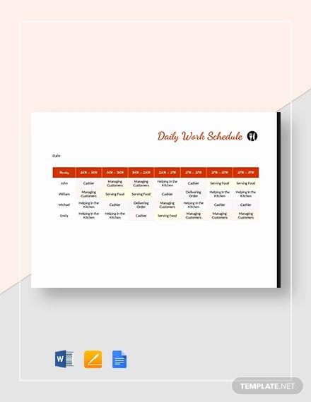 Restaurant Work Schedule Template Luxury Printable Daily Cleaning Schedule Template Download 195