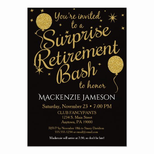 Retirement Dinner Invitation Template Fresh Surprise Retirement Party Invitation Gold Balloons