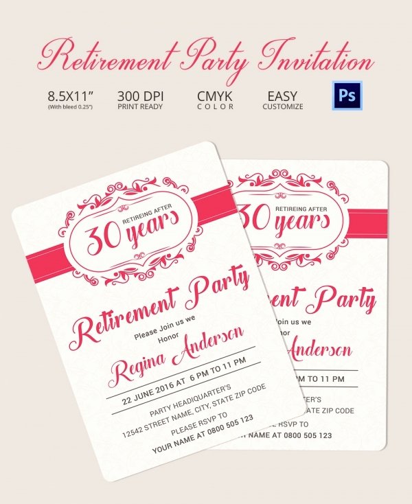 Retirement Dinner Invitation Template Lovely Retirement Party Invitation Template 36 Free Psd format