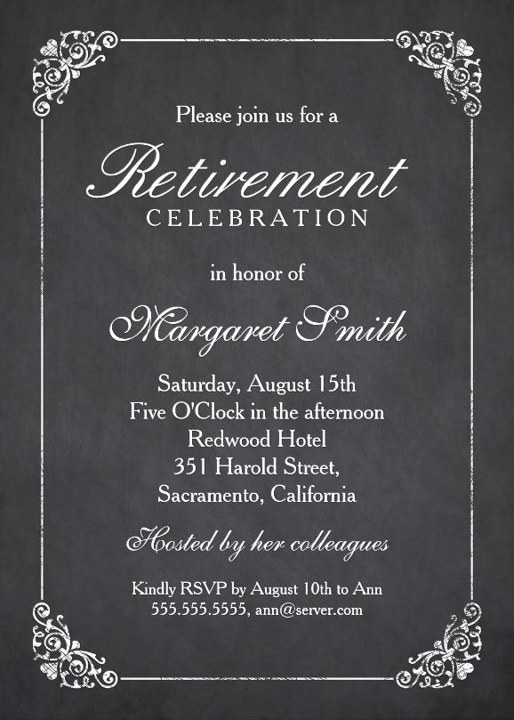 Retirement Dinner Invitation Template New Elegant Chalkboard Retirement Party Invitation Template