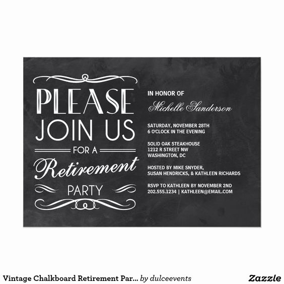 Retirement Dinner Invitation Template Unique Vintage Chalkboard Retirement Party 5x7 Paper Invitation