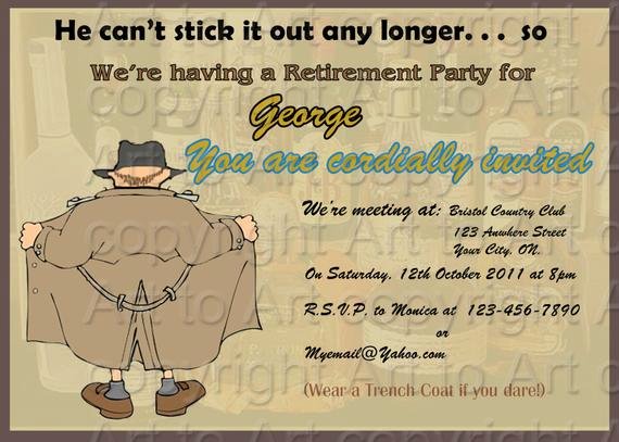 Retirement Luncheon Invitation Template Awesome Retirement Party Invitation for Man 180 Personalized Digital