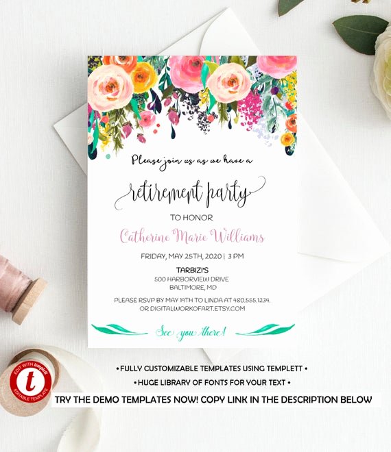 Retirement Luncheon Invitation Template Beautiful Fully Editable Retirement Party Invitation Template