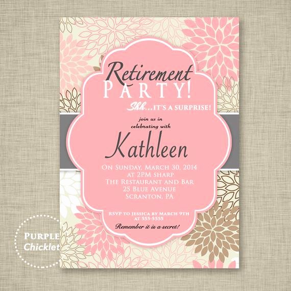 Retirement Luncheon Invitation Template Lovely Surprise Retirement Party Invitation Pink Adult Surprise Party