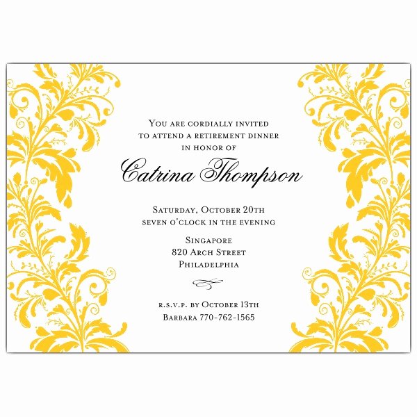 Retirement Luncheon Invitation Template New Branches Gold White Retirement Dinner Invitations