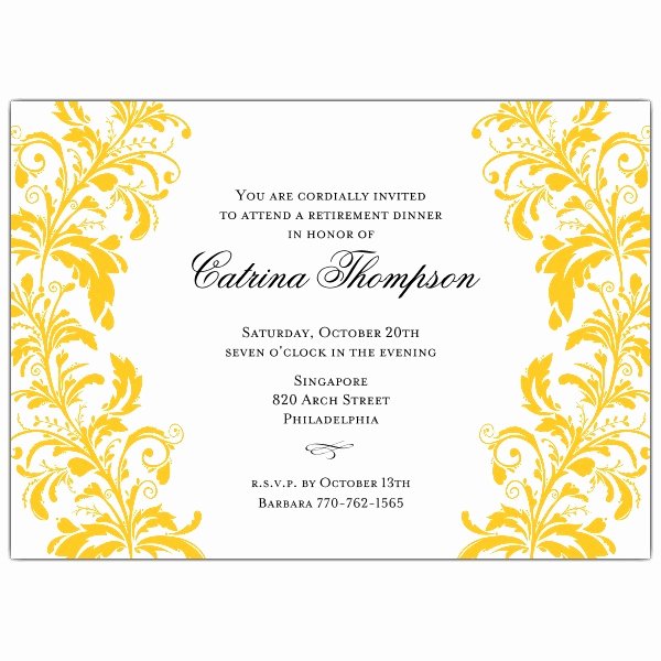 Retirement Luncheon Invitation Template New Branches Gold White Retirement Dinner Invitations