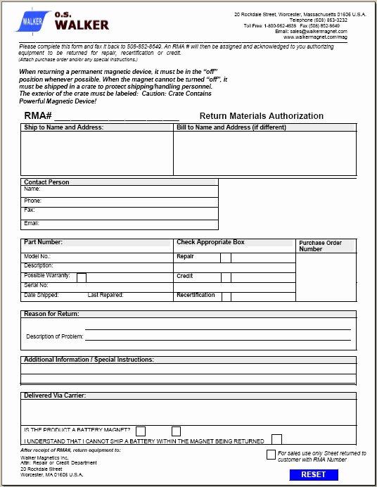 Return Authorization form Template Best Of 26 Of Rma form Template