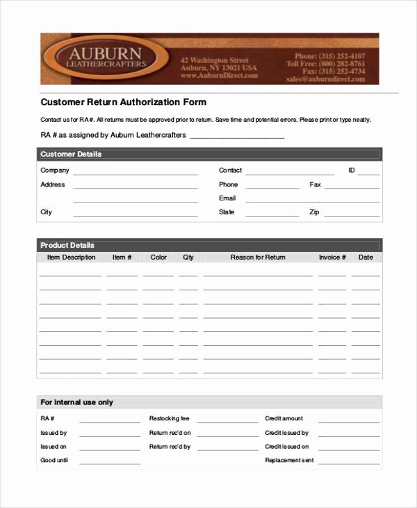 Return Authorization form Template Best Of Free 39 Authorization form Templates