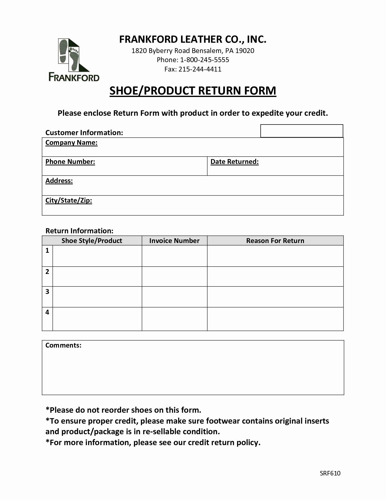 Return Authorization form Template Elegant Best S Of Return form Template Return Material