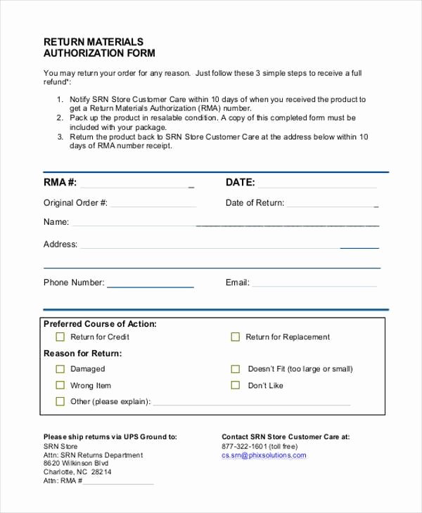 Return Authorization form Template Inspirational Free 39 Authorization form Templates