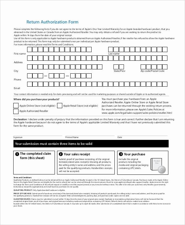 Return Authorization form Template Lovely Free 39 Authorization form Templates