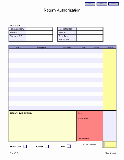 Return Authorization form Template New Downloadable forms