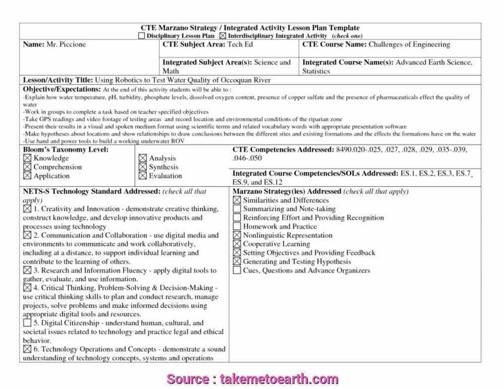 Robert Marzano Lesson Plan Template Elegant 5 Brilliant Lesson Plan Template Marzano