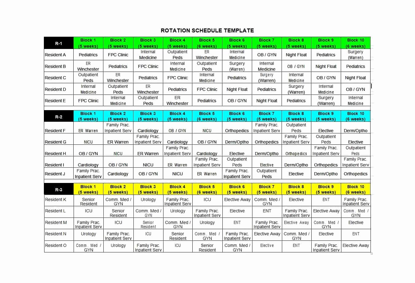 Rotating Overtime Schedule Template Awesome 50 Free Rotating Schedule Templates for Your Pany