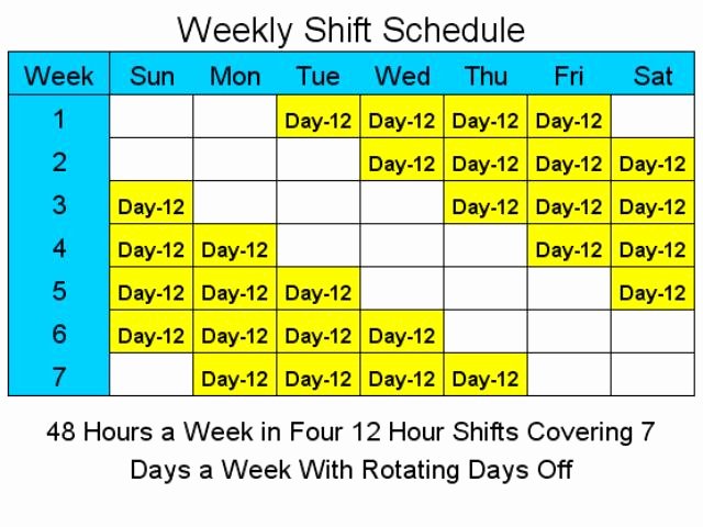 Rotating Overtime Schedule Template Inspirational 12 Hour Schedules for 7 Days A Week 1 4 Download