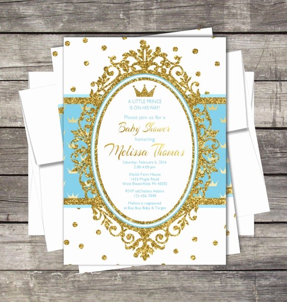 Royal Baby Shower Invitation Template Elegant Royal Prince Baby Shower Invitation Blue Gold Silver