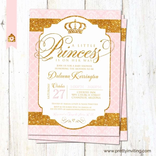 Royal Baby Shower Invitation Template Elegant Royal Princess Baby Shower Invitation Glam Gold Glitter