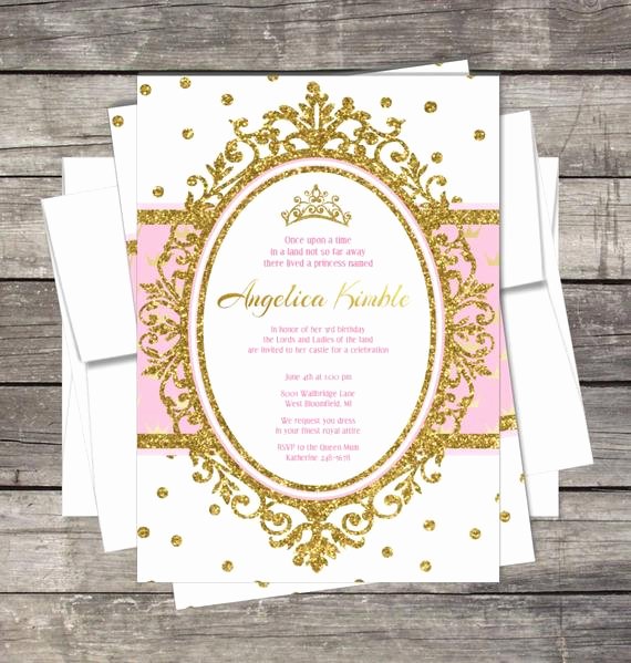 Royal Baby Shower Invitation Template Fresh Royal Princess Birthday Party Invitation Pink Gold Glitter
