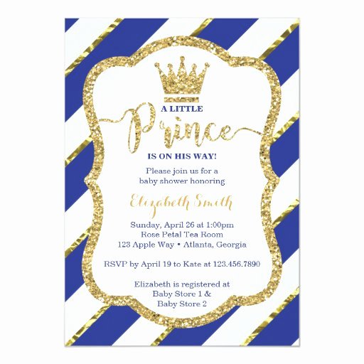 Royal Baby Shower Invitation Template Inspirational Little Prince Baby Shower Invitation Blue Gold Card