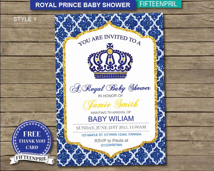 Royal Baby Shower Invitation Template Lovely Instant Download Royal Prince Baby Shower Invitation with