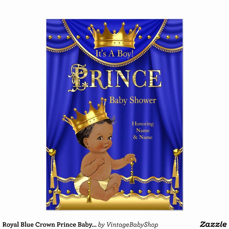 Royal Baby Shower Invitation Template Unique Royal Blue Crown Prince Baby Shower Gold Ethnic Card