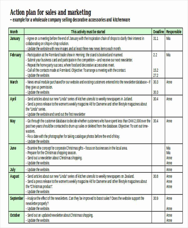 Sales Action Plan Template Lovely 43 Sample Sales Plans Word Pdf Docs