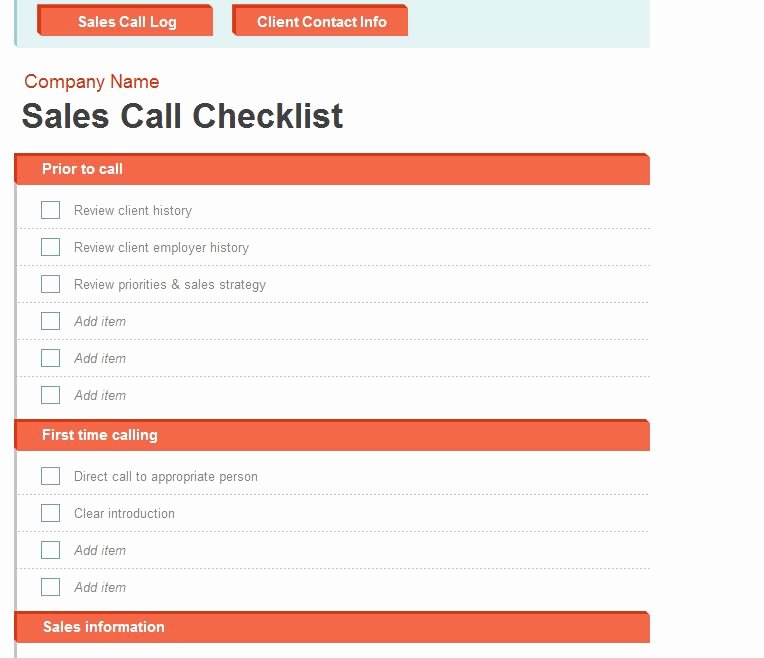 Sales Call Planner Template Inspirational Sales Call Log