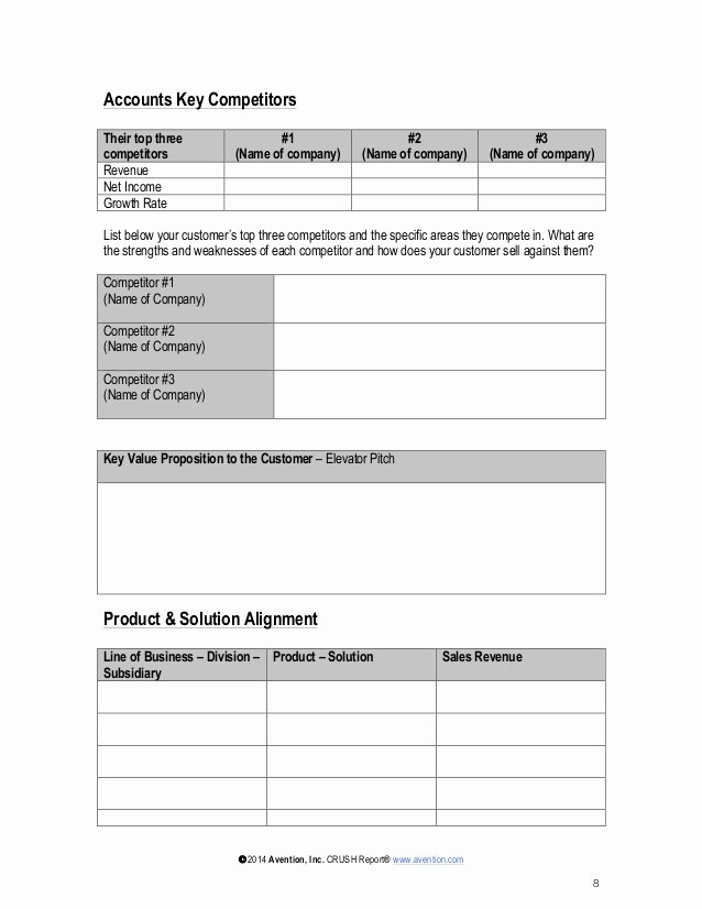 Sales Call Planner Template Inspirational Strategic Account Plan Template