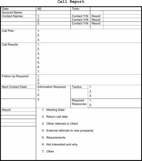 Sales Lead form Template Lovely Sales Call Report Template Templates&amp;forms