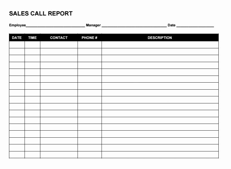Sales Lead form Template New Free Sales Call Report Templates