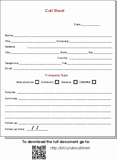 Sales Lead form Template Unique Sales Call Sheet Template Sales Representatives May Be