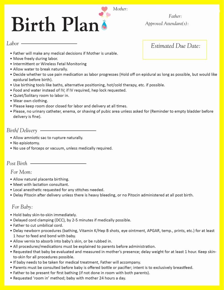 Sample Birth Plan Template Awesome Birth Plan Going to Make some Edits but This is A Good