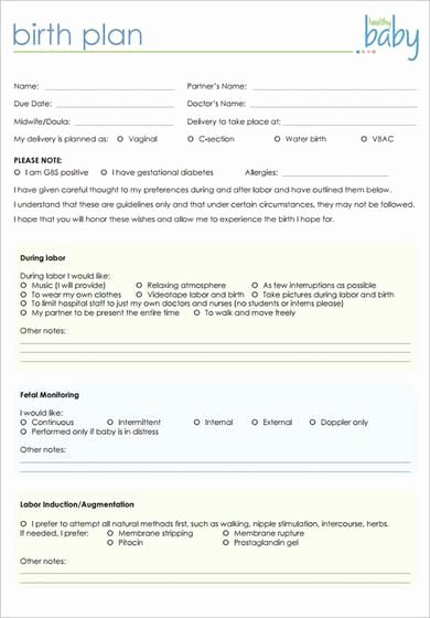 Sample Birth Plan Template Best Of Birth Plan Template 20 Download Free Documents In Pdf