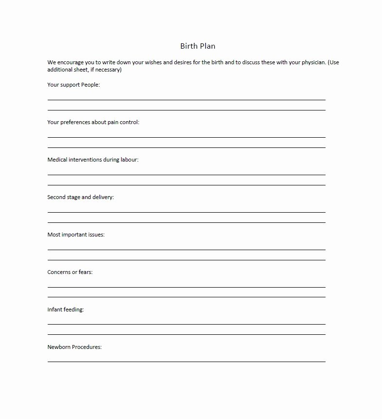 Sample Birth Plan Template Elegant 47 Printable Birth Plan Templates [birth Plan Checklist