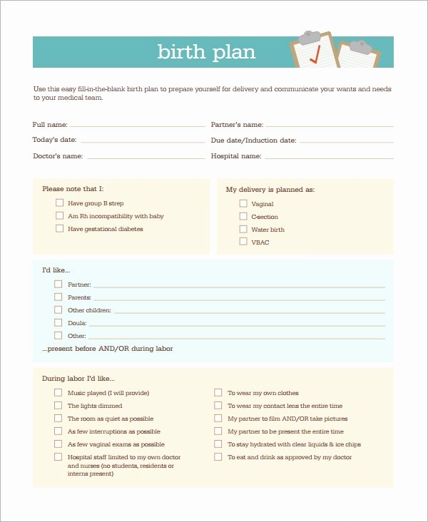 Sample Birthing Plan Template Lovely Free 23 Sample Birth Plan Templates In Pdf Word