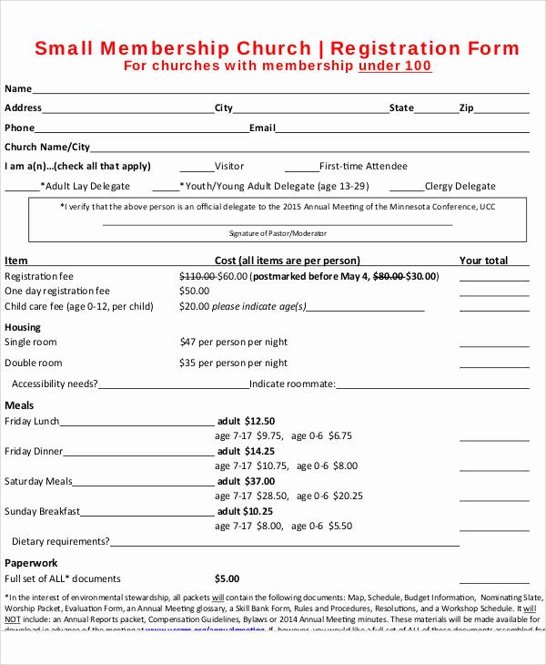 Sample Church Membership form Template Fresh 50 Registration forms In Pdf
