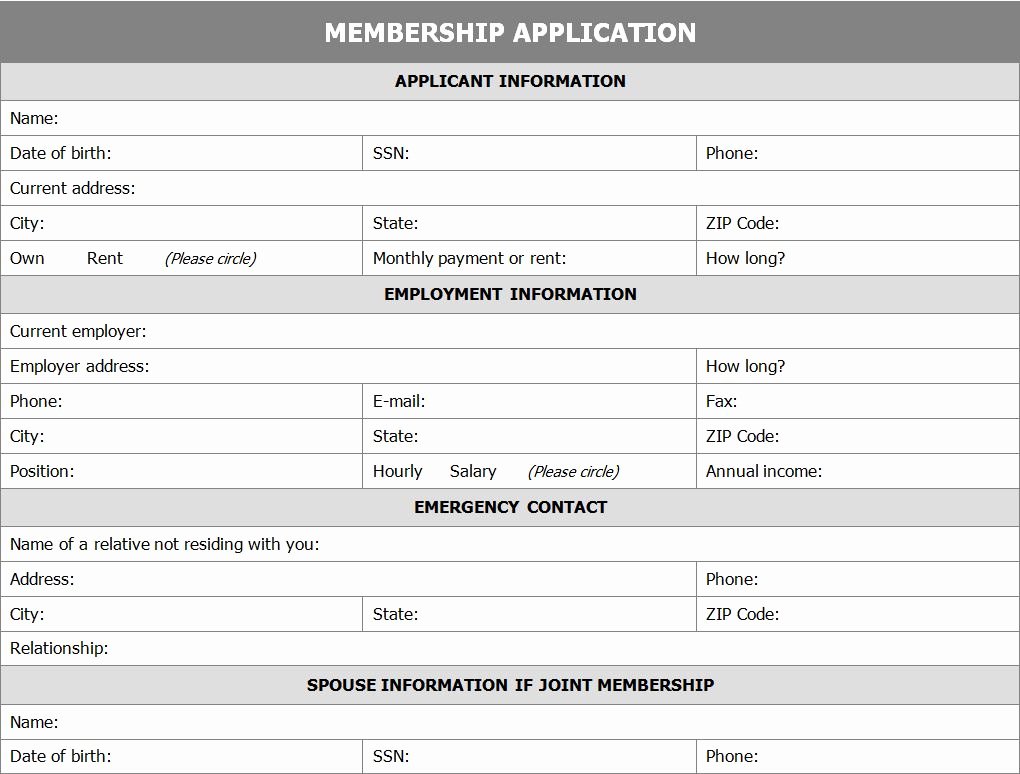 Sample Church Membership form Template Fresh Membership Application form