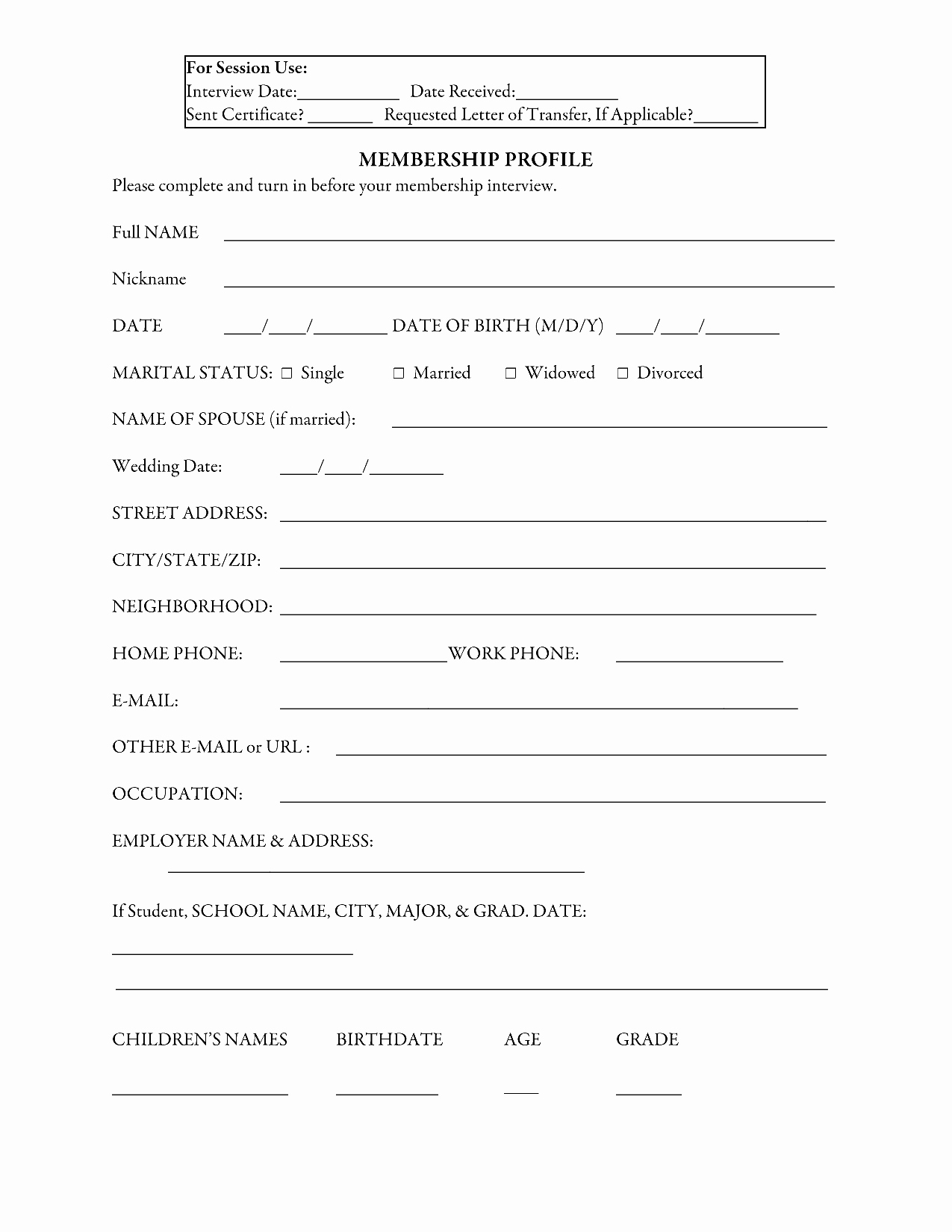 Sample Church Membership form Template Lovely 29 Of Sample Church Membership form Template