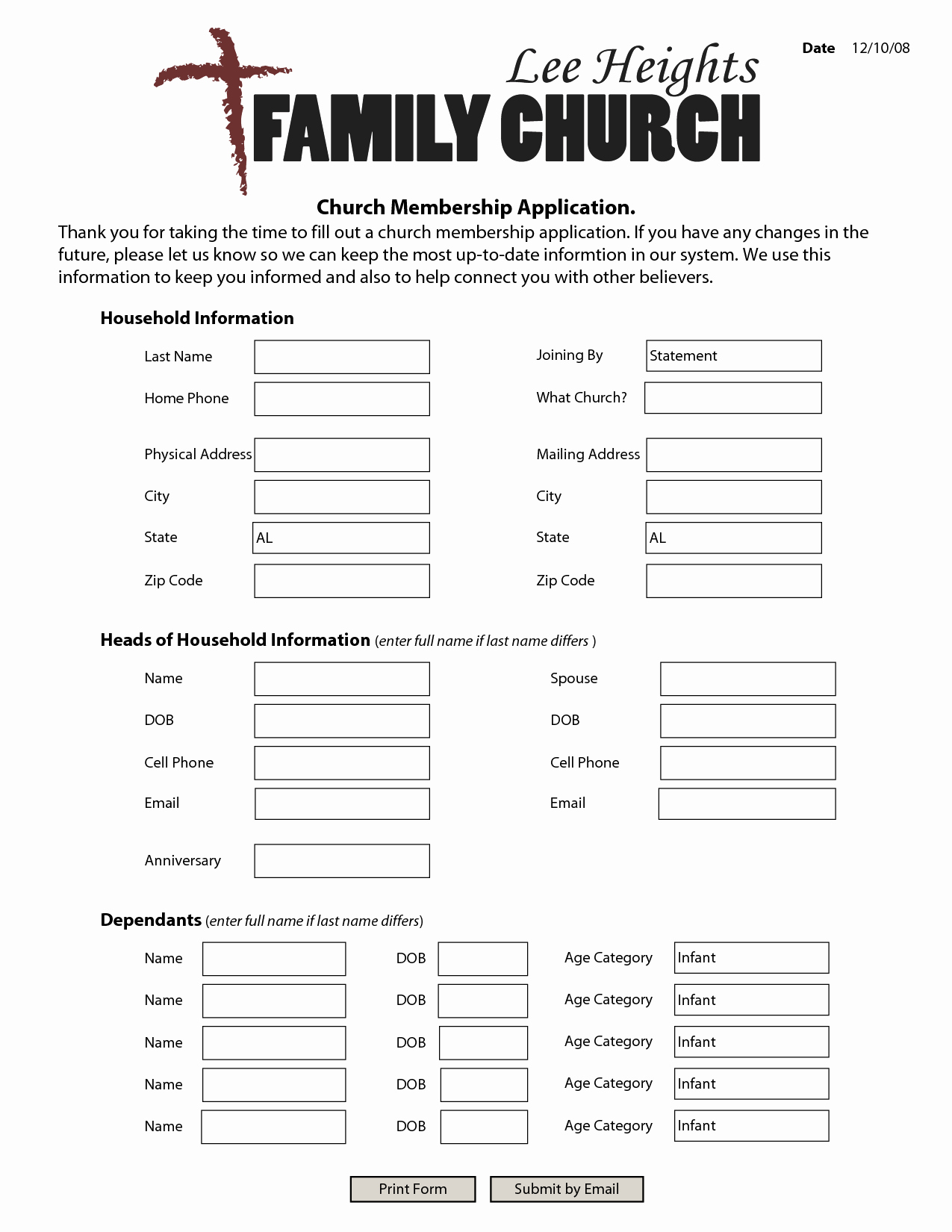 Sample Church Membership form Template Luxury Samples Church Membership Application form