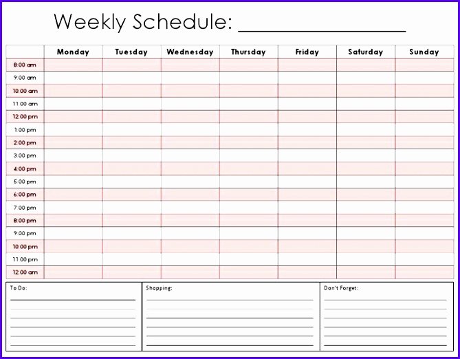 Sample Daily Schedule Template Best Of 7 Excel Week Schedule Template Exceltemplates