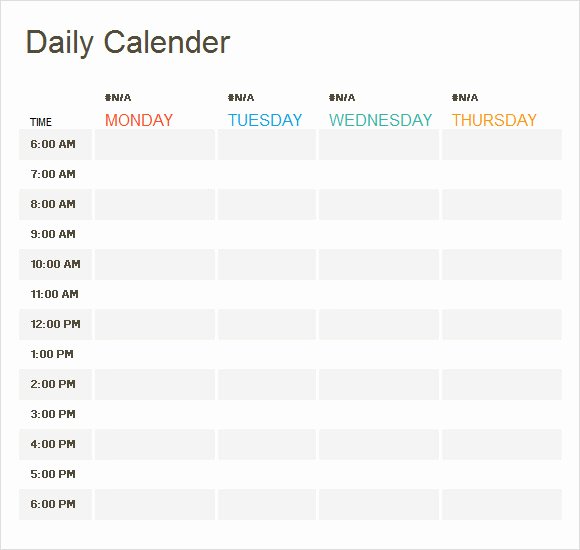 Sample Daily Schedule Template New Free 20 Sample Weekly Calendars In Google Docs