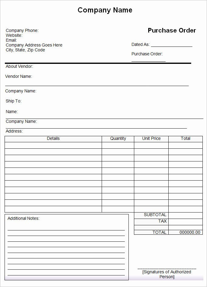 Sample order form Template Awesome Purchase order Template 8 Free Excel Word Template