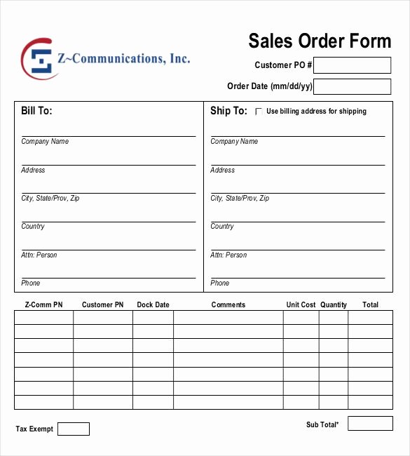Sample order form Template Elegant 13 Sales order Templates
