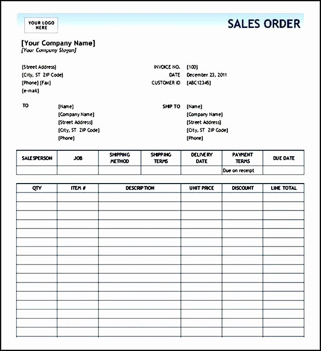 Sample order form Template Lovely order form Template Excel