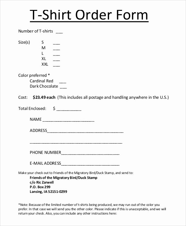 Sample order form Template Lovely Sample T Shirt order form 11 Examples In Pdf Word