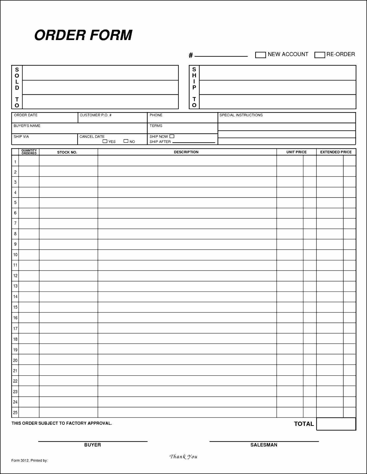 Sample order forms Template Best Of Free Blank order form Template Besttemplates123