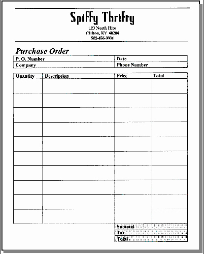 Sample order forms Template Fresh Retail Operation Journal