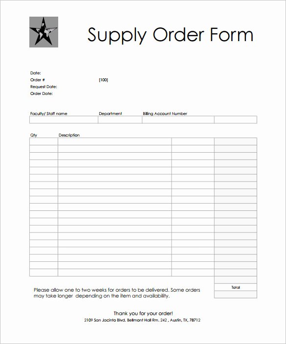 Sample order forms Template Inspirational Printable order forms Templates