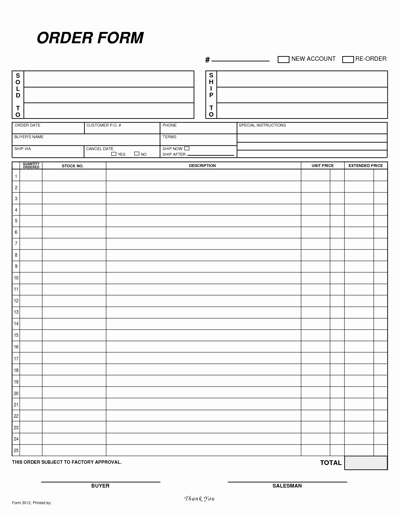 Sample order forms Template Luxury order Sheet Template