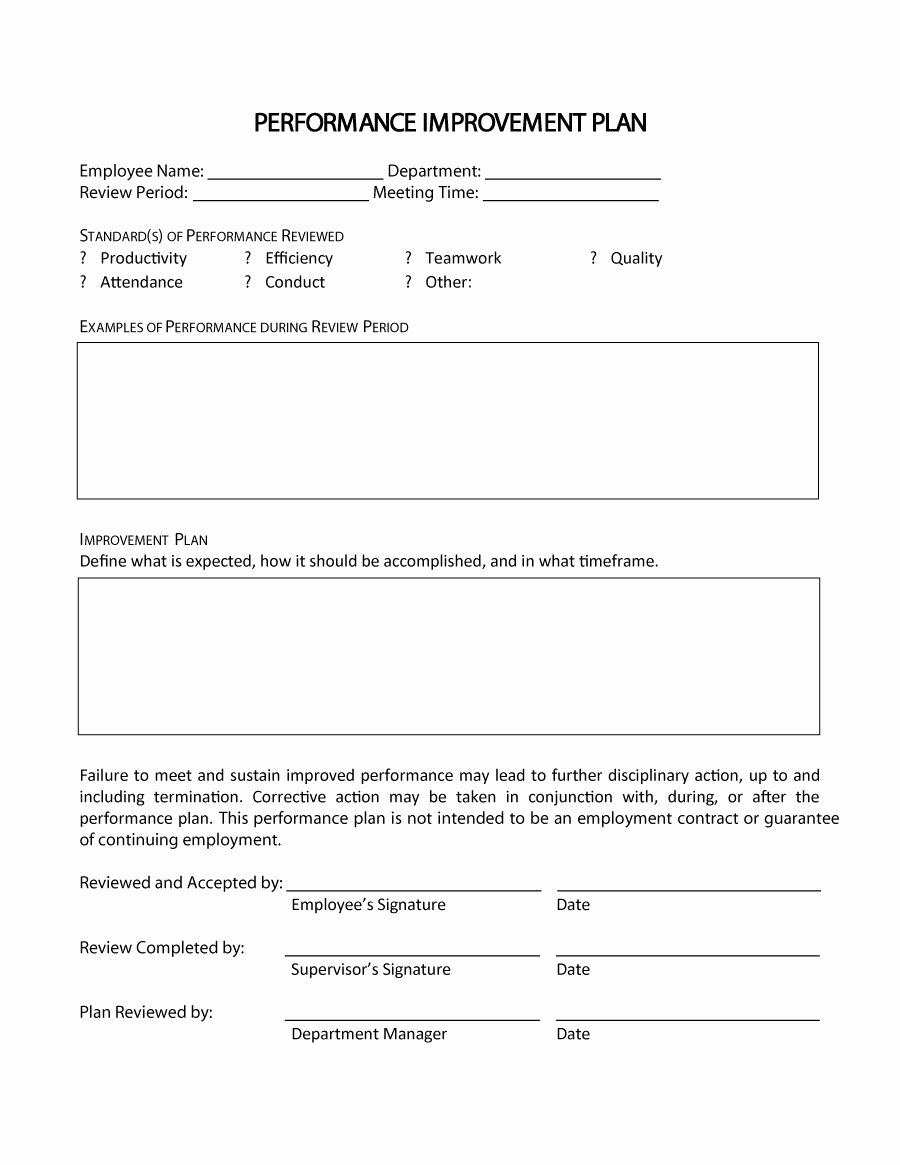 Sample Performance Improvement Plan Template Lovely 41 Free Performance Improvement Plan Templates &amp; Examples